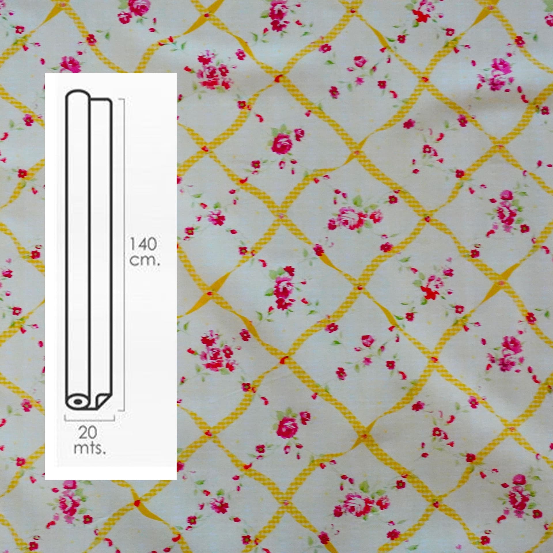 ***MEGA STOCK*** Rotolo da 20 metri (H140cm) di Tovaglia PVC telata cerata Per Casa, Sagre, Pizzerie ONDE GIALLE - 3