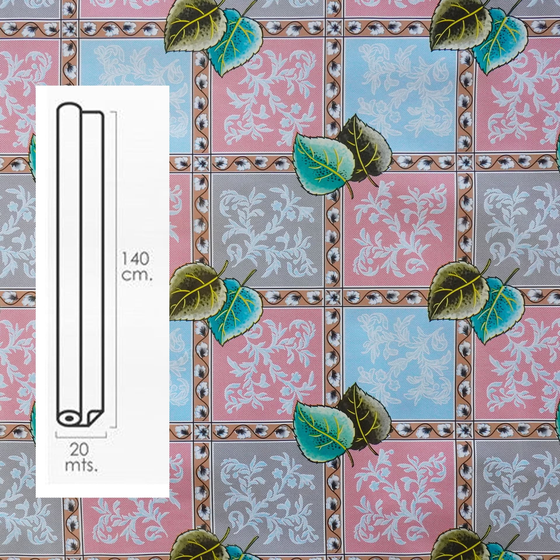 ***MEGA STOCK*** Rotolo da 20 metri (H140cm) di Tovaglia PVC telata cerata Per Casa, Sagre, Pizzerie FOGLIOLINE - 2