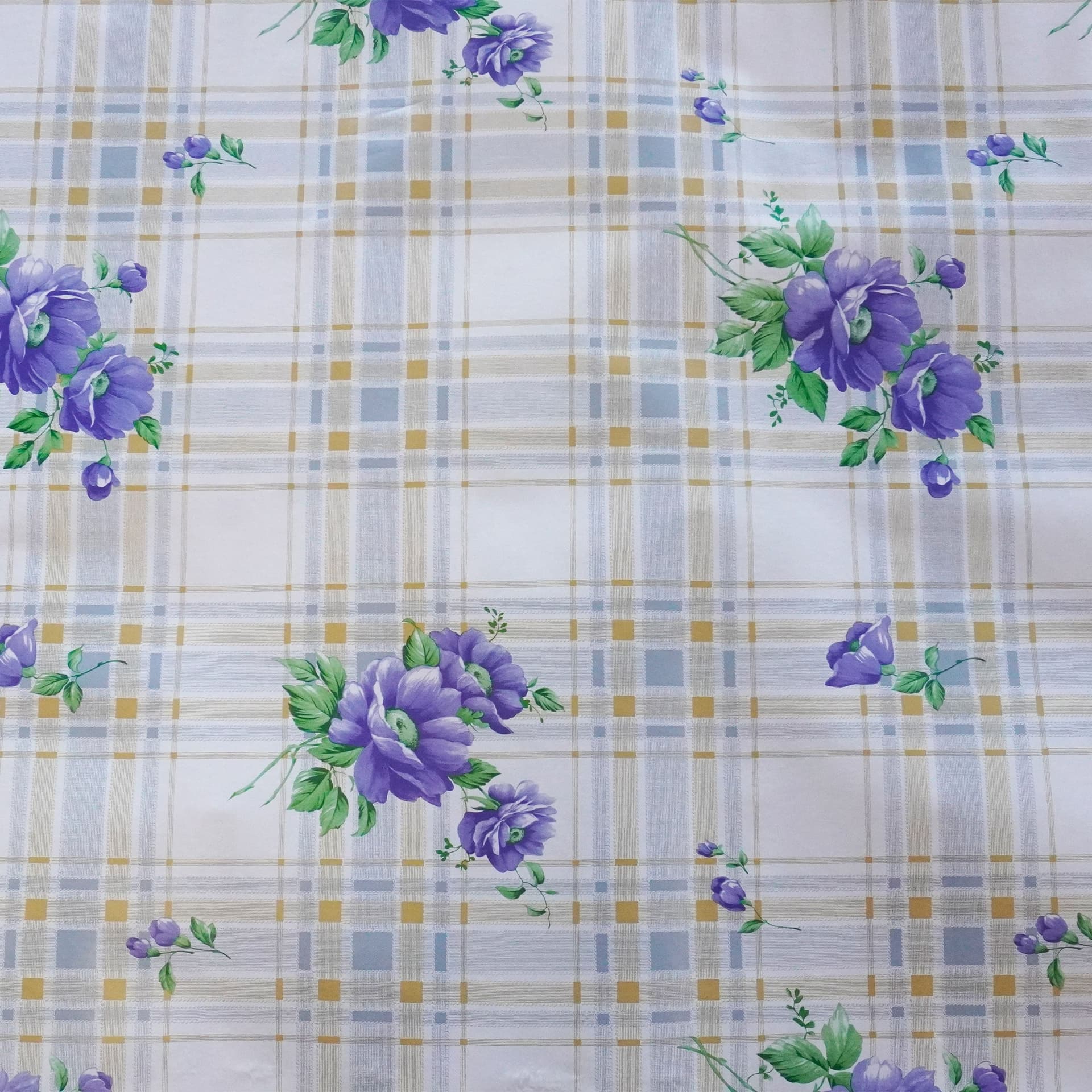 ***MEGA STOCK*** Rotolo da 20 metri (H140cm) di Tovaglia PVC telata cerata Per Casa, Sagre, Pizzerie FIORI E QUADRI BLU - 2