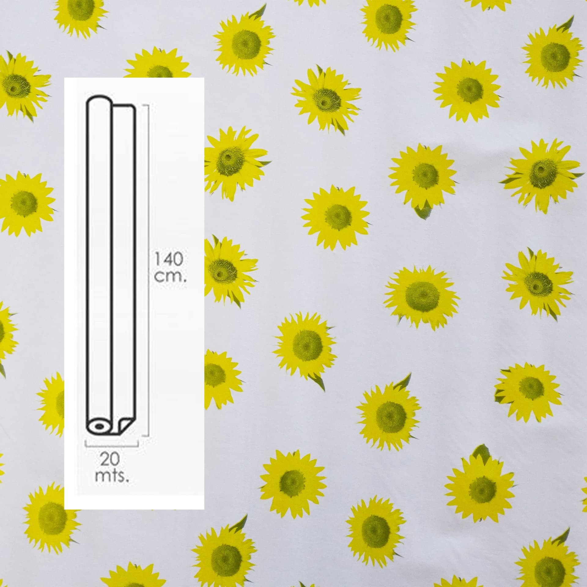 ***MEGA STOCK*** Rotolo da 20 metri (H140cm) di Tovaglia PVC telata cerata Per Casa, Sagre, Pizzerie PICCOLI GIRASOLI - 3