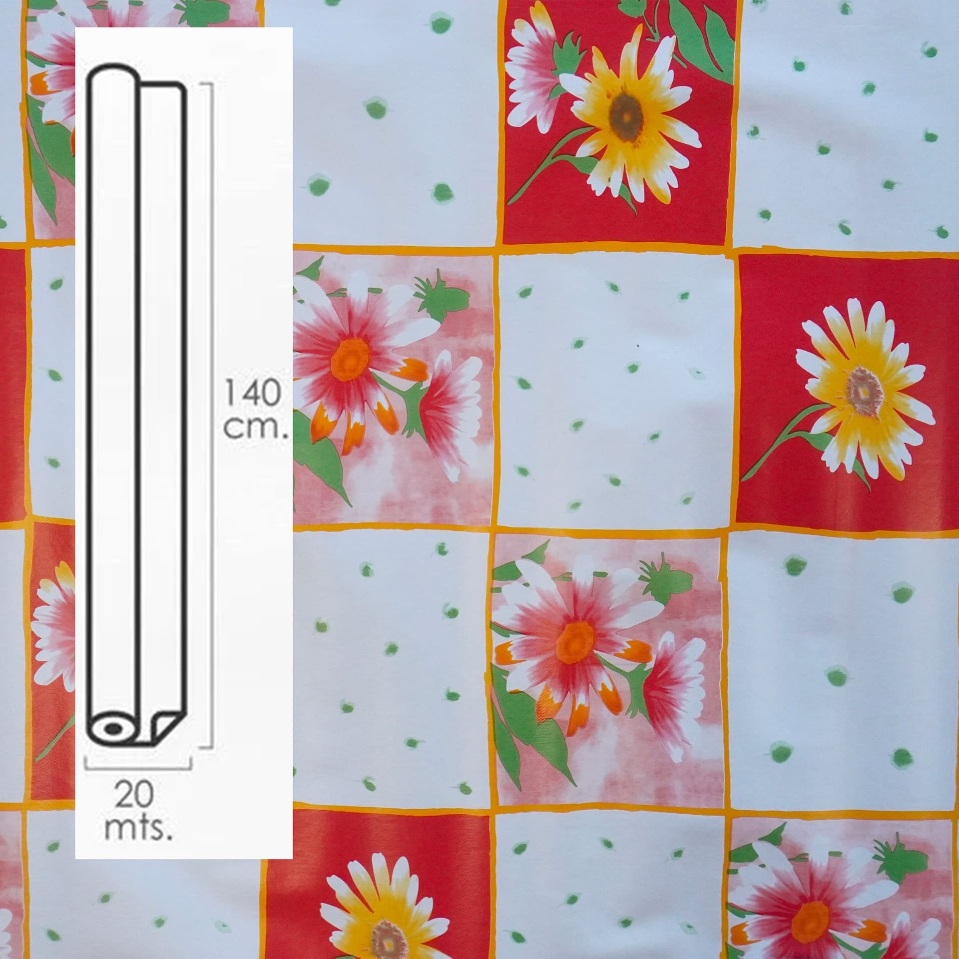 ***MEGA STOCK*** Rotolo da 20 metri (H140cm) di Tovaglia PVC telata cerata Per Casa, Sagre, Pizzerie QUADRI E FIORI ROSSI - 3