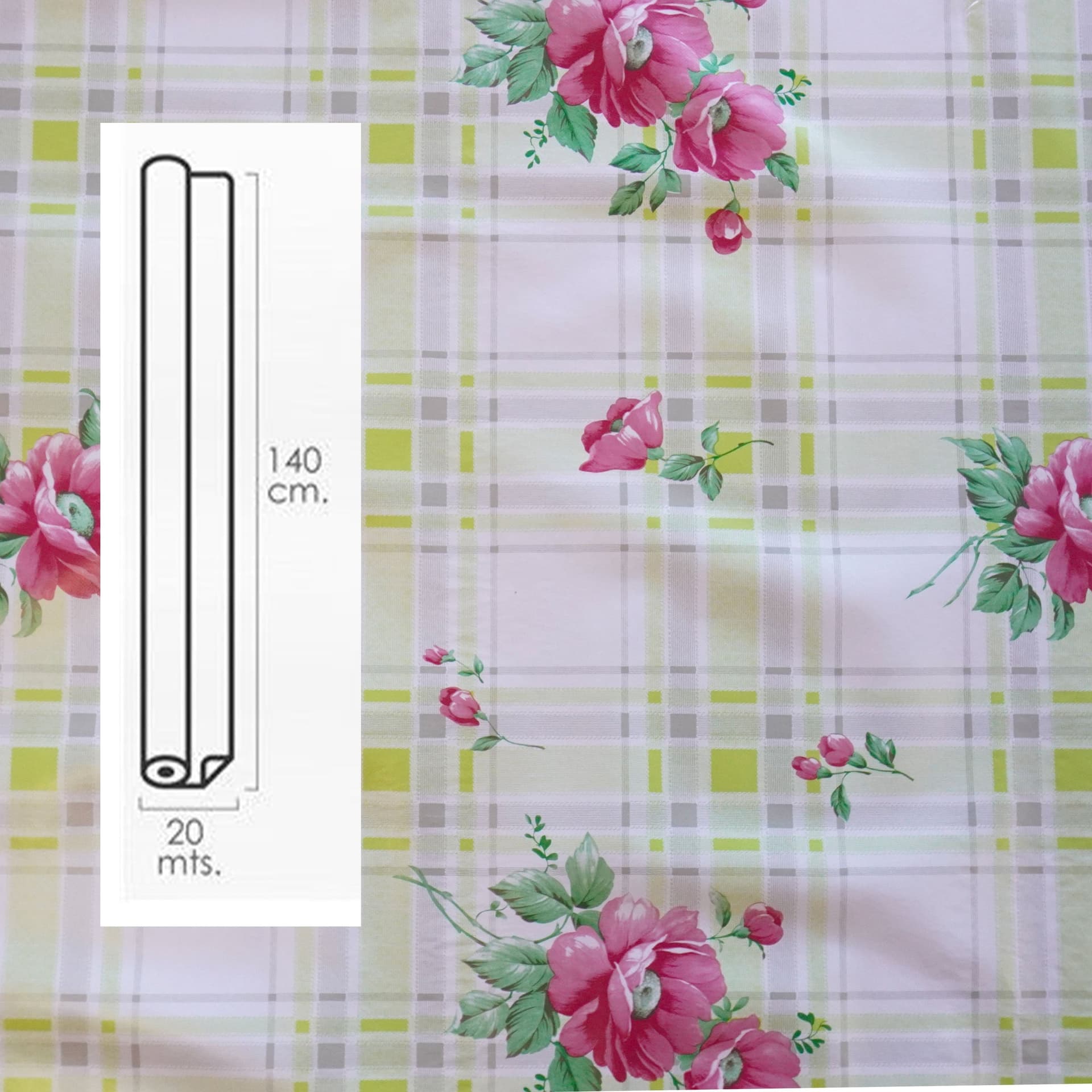 ***MEGA STOCK*** Rotolo da 20 metri (H140cm) di Tovaglia PVC telata cerata Per Casa, Sagre, Pizzerie QUADRI E FIORI ROSA - 3