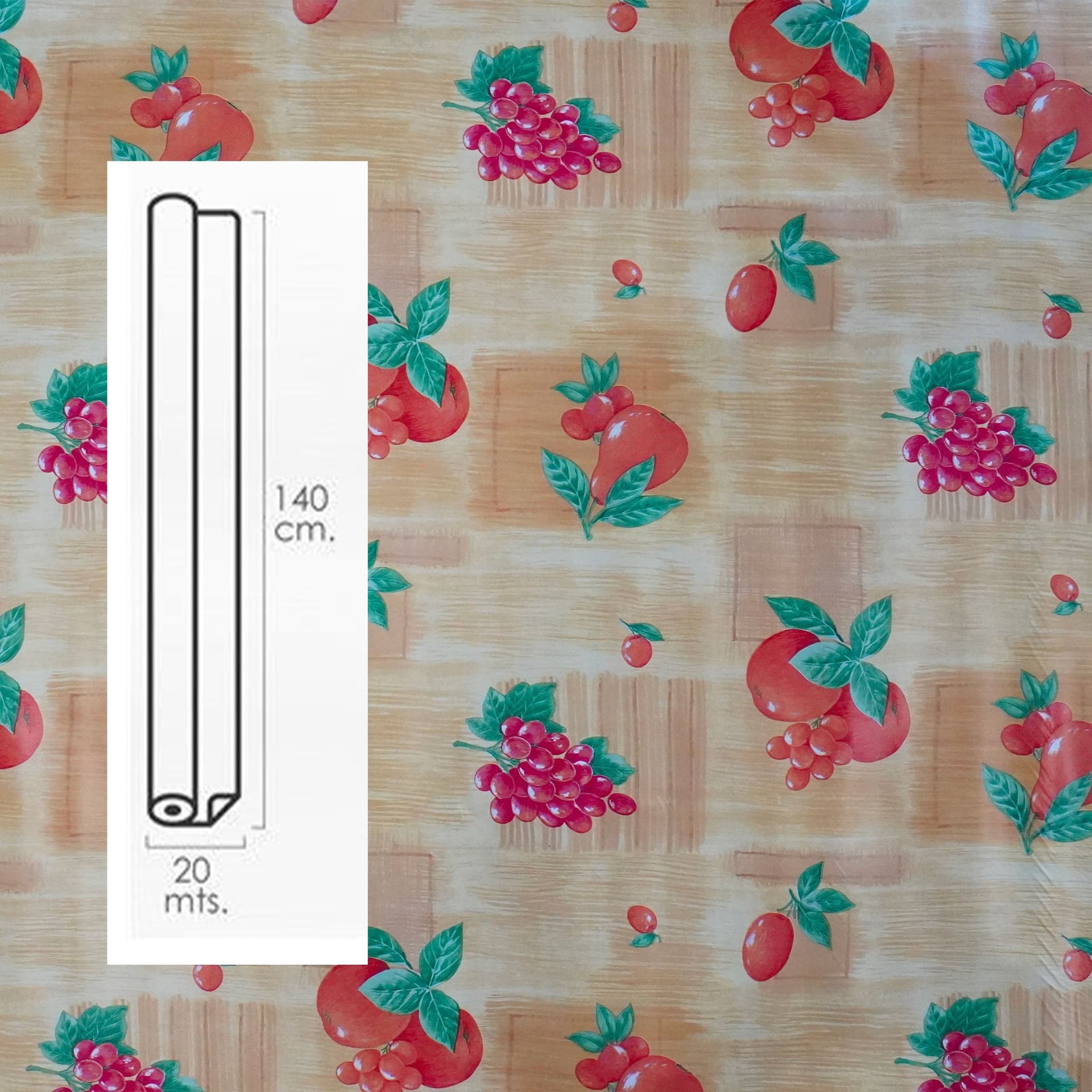 ***MEGA STOCK*** Rotolo da 20 metri (H140cm) di Tovaglia PVC telata cerata Per Casa, Sagre, Pizzerie POMODORI - 3