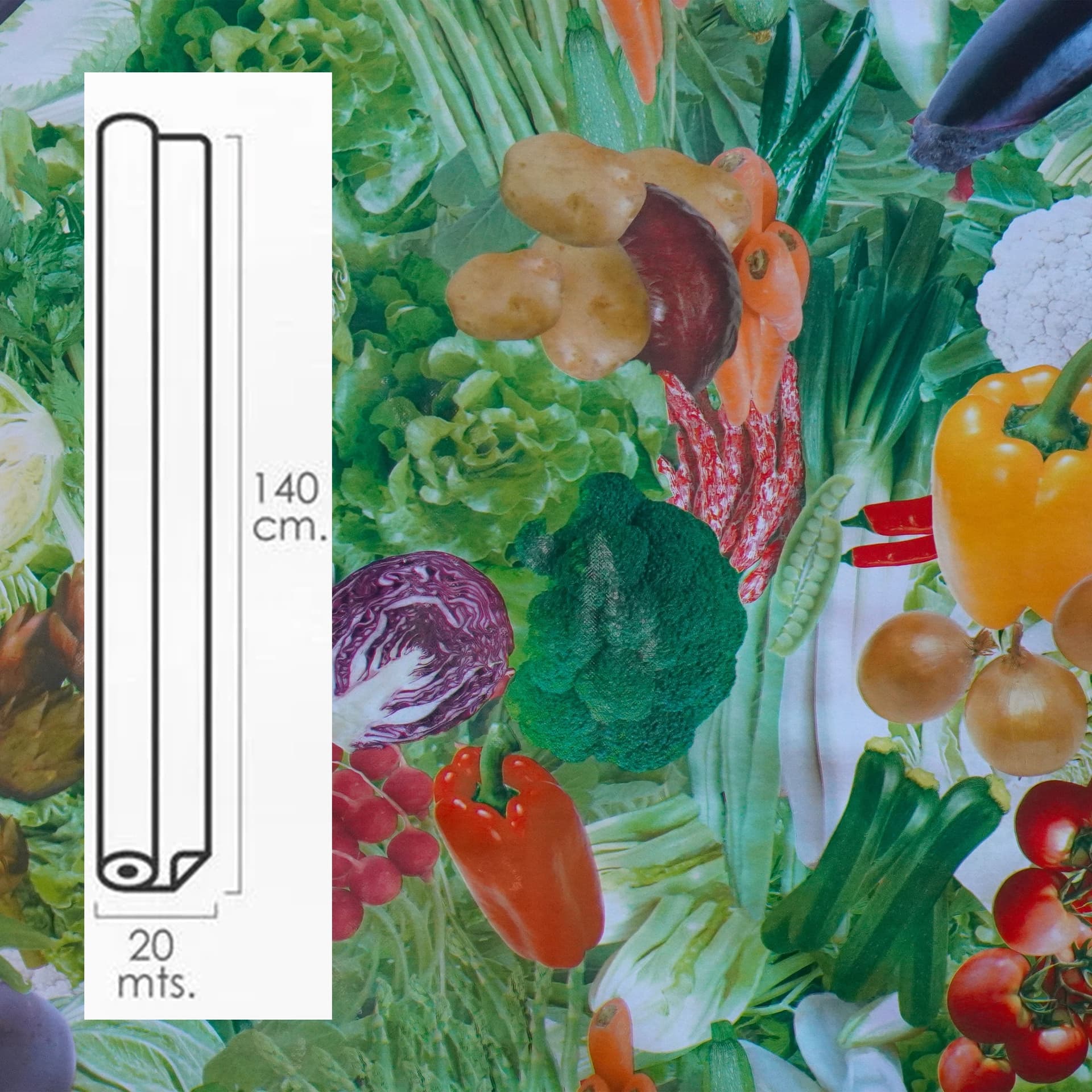 ***MEGA STOCK*** Rotolo da 20 metri (H140cm) di Tovaglia PVC telata cerata Per Casa, Sagre, Pizzerie VERDURE - 3