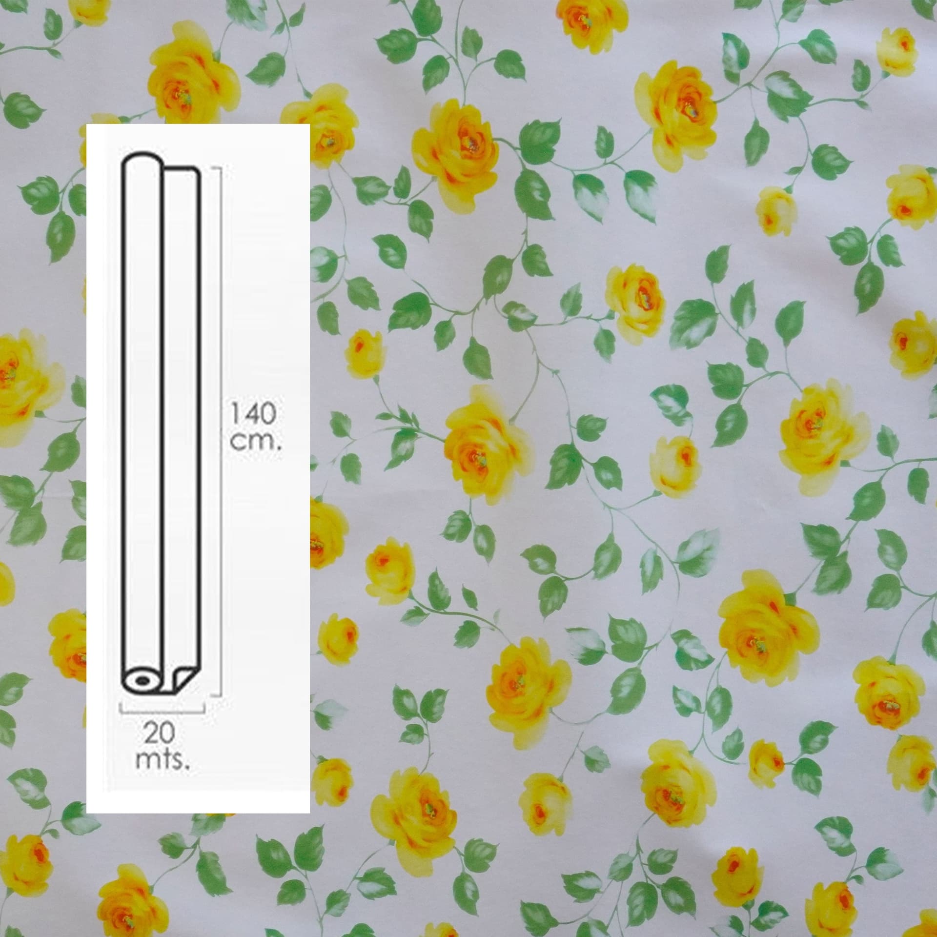 ***MEGA STOCK*** Rotolo da 20 metri (H140cm) di Tovaglia PVC telata cerata Per Casa, Sagre, Pizzerie ROSE GIALLE - 2