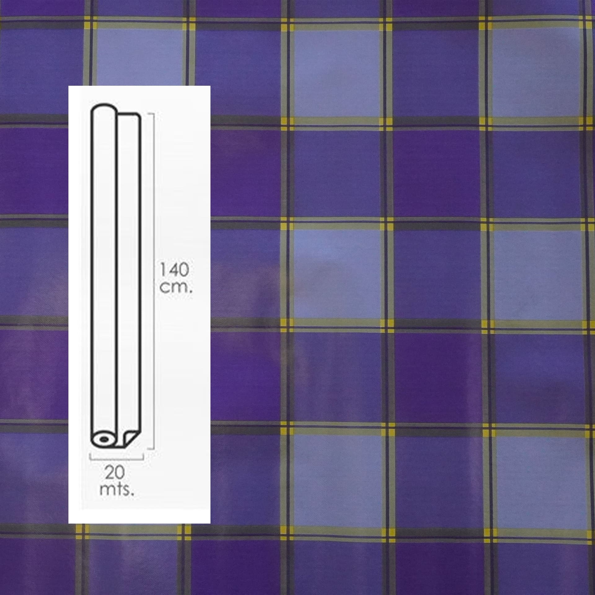 ***MEGA STOCK*** Rotolo da 20 metri (H140cm) di Tovaglia PVC telata cerata Per Casa, Sagre, Pizzerie SCACCHI BLU - 2