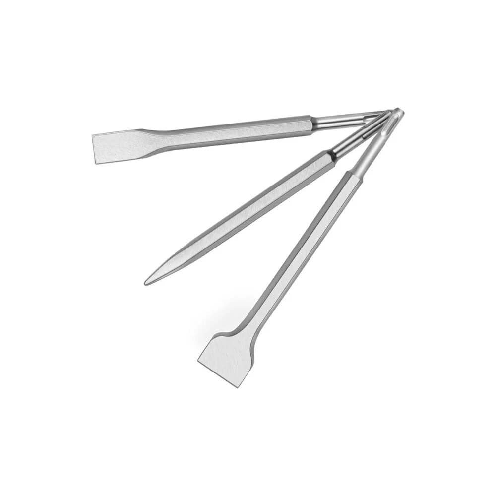 Kit 3 Scalpelli Sds Plus Scalpello Piatto Punta Per Trapano Martello Demolitore - 4
