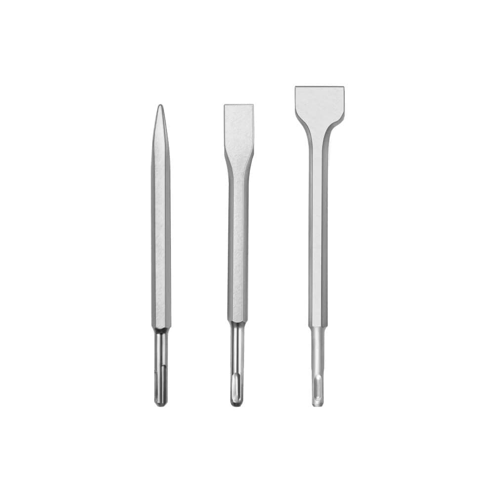 Kit 3 Scalpelli Sds Plus Scalpello Piatto Punta Per Trapano Martello Demolitore - 3