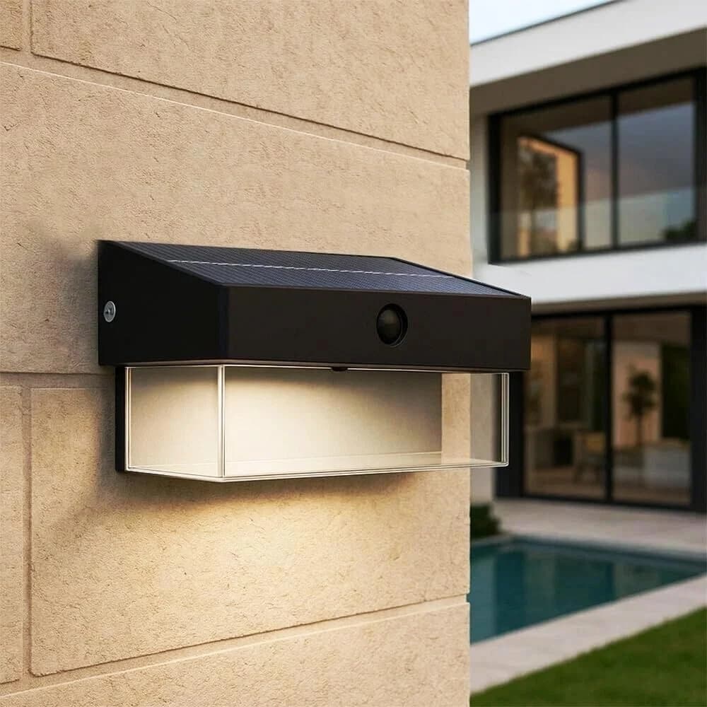 Applique Led Luce Bianca 6000k Faro Pannello Solare Sensore Crepuscolare Esterno - 5