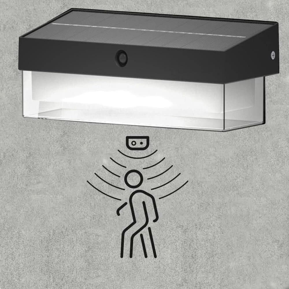 Applique Led Luce Bianca 6000k Faro Pannello Solare Sensore Crepuscolare Esterno - 3