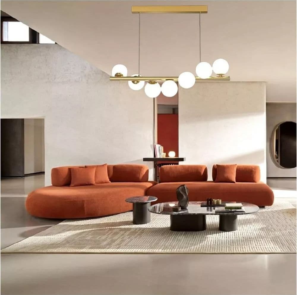 Lampadario A Sospensione 7 Sfere Color Bianco Sfera G9 Moderno Bronzo A06 - 3