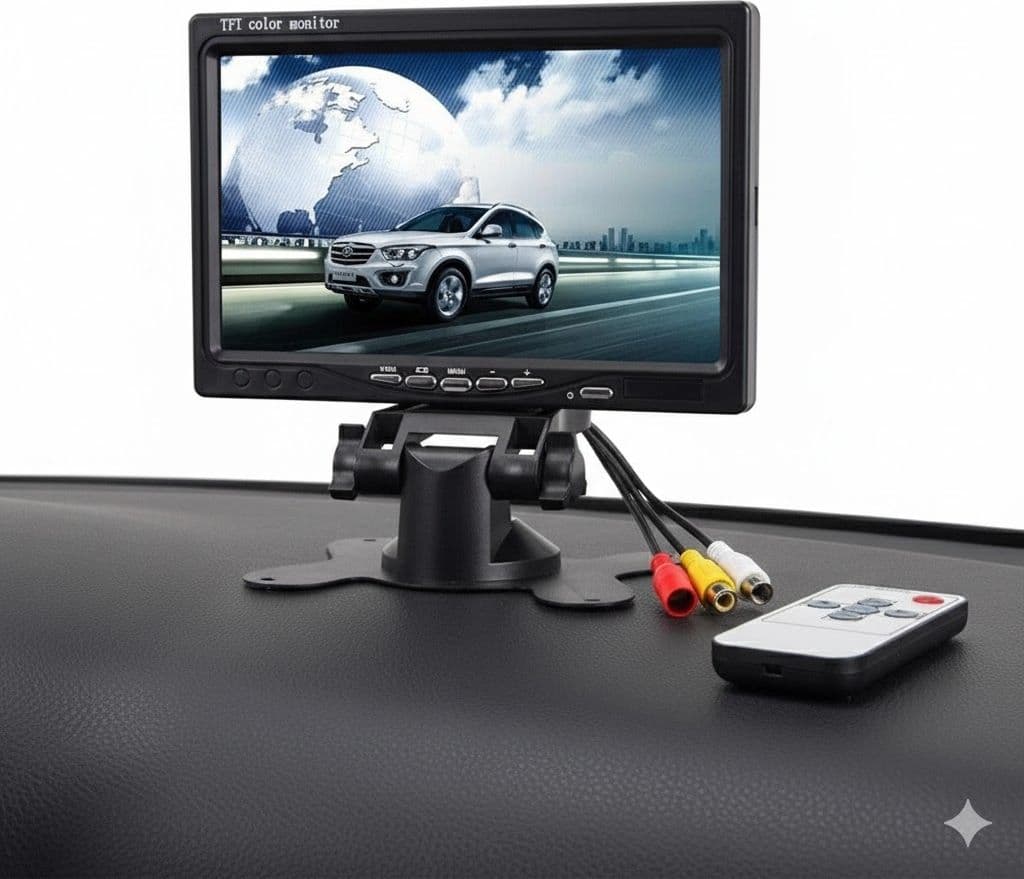 Monitor Lcd 7" Pollici Per Telecamera Retromarcia Auto Camper Av1 Av2 - 3