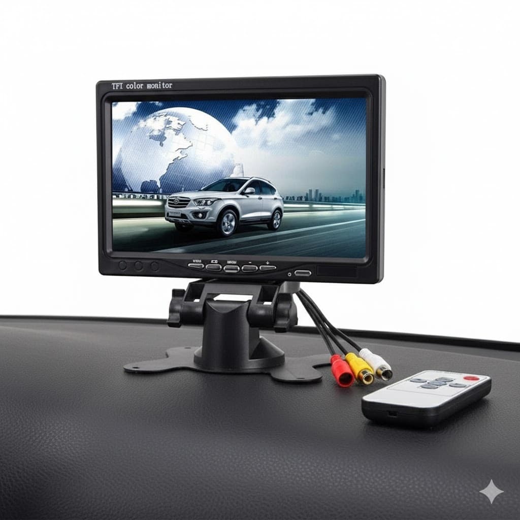 Monitor Lcd 7" Pollici Per Telecamera Retromarcia Auto Camper Av1 Av2 - 3