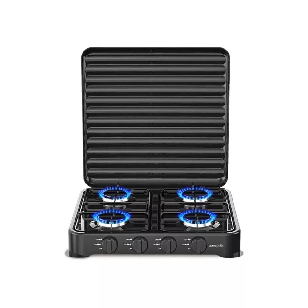 Fornello A Gas Gpl Cucina Da Campeggio Casa 4 Fuochi Piastra Quadruplo Nero - 5