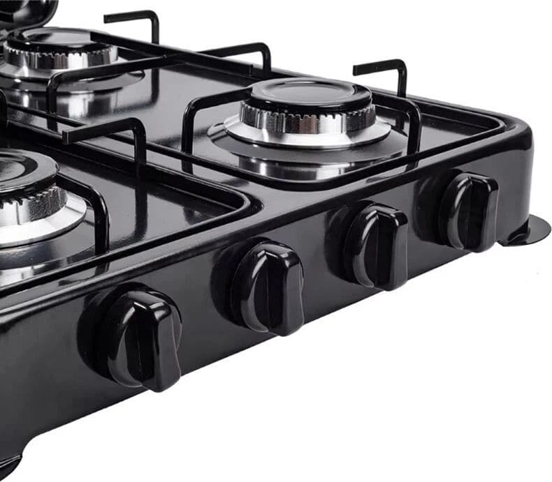 Fornello A Gas Gpl Cucina Da Campeggio Casa 4 Fuochi Piastra Quadruplo Nero - 3