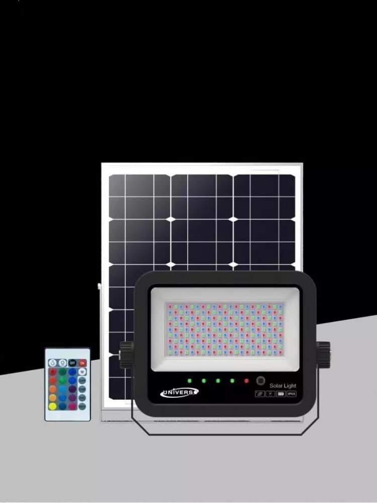 Faro Led Rgb Pannello Solare 30 W Telecomando Faretto Sensore Crepuscolare Ip65 - 5