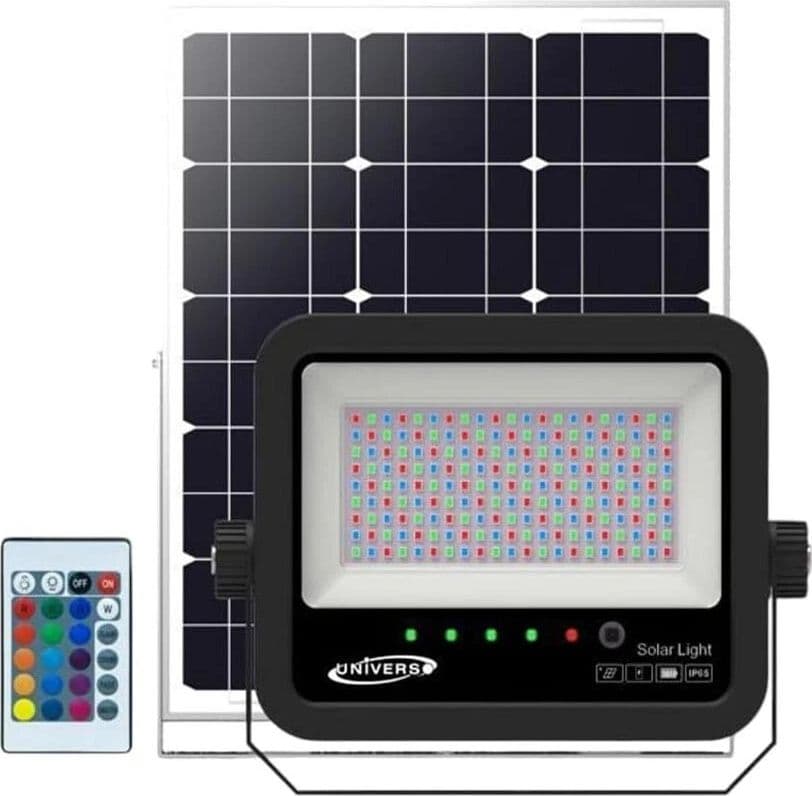 Faro Led Rgb Pannello Solare 30 W Telecomando Faretto Sensore Crepuscolare Ip65 - 2