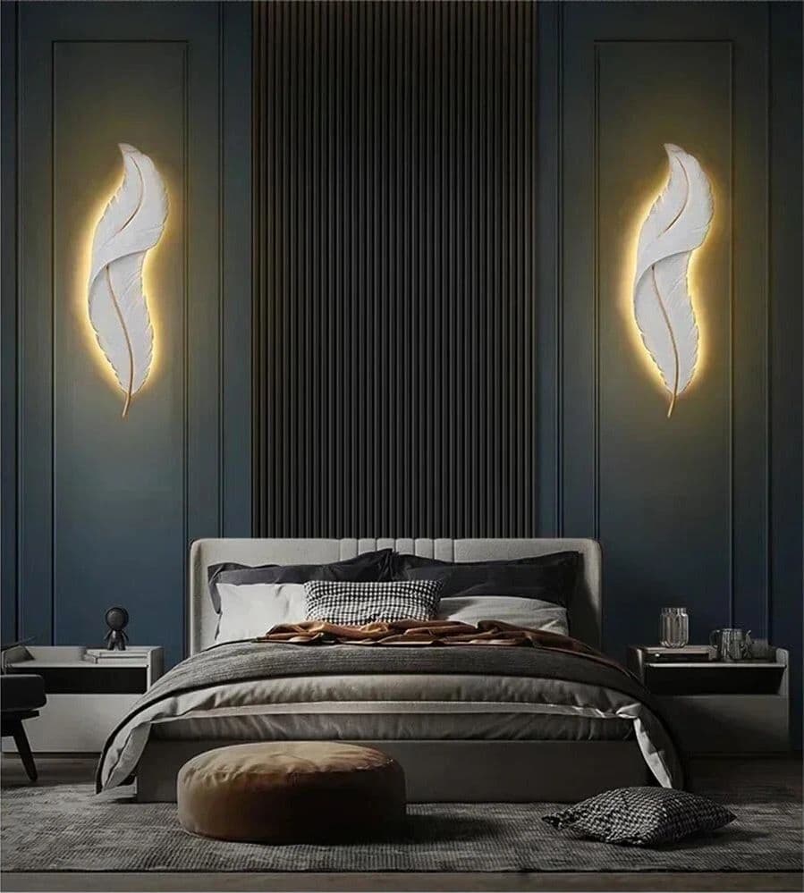 Applique Led A Forma Di Piuma Lampada Luce Bianca Calda Naturale 12 W 3 Cct - 4