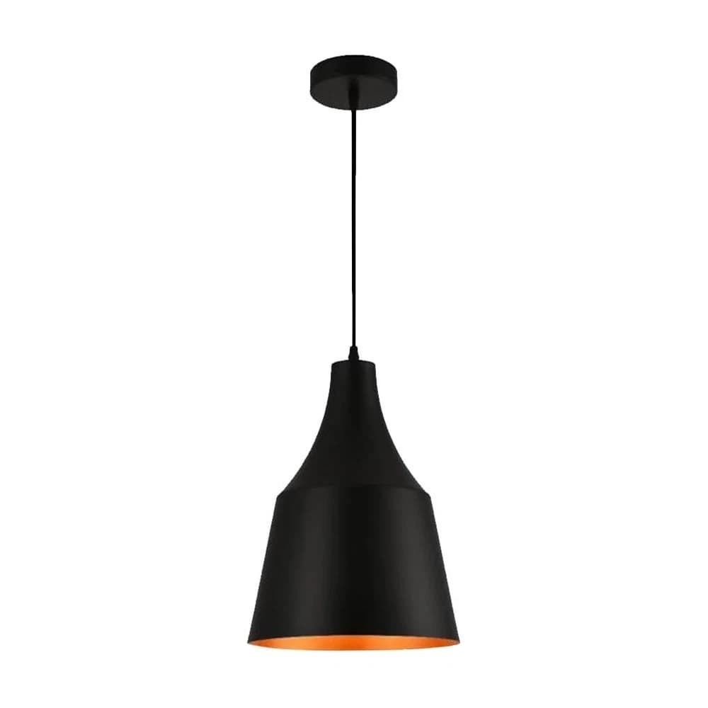 Lampadario A Sospensione Paralume A Cupola Portalampada E27 Moderno Nero - 5