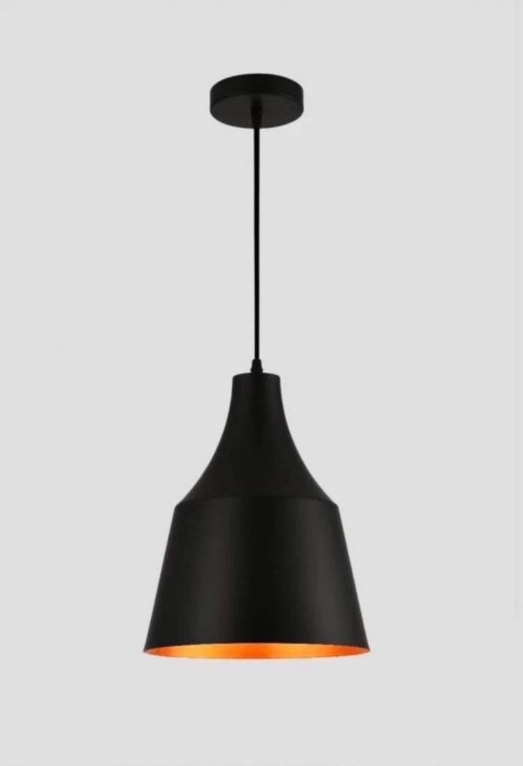 Lampadario A Sospensione Paralume A Cupola Portalampada E27 Moderno Nero - 2