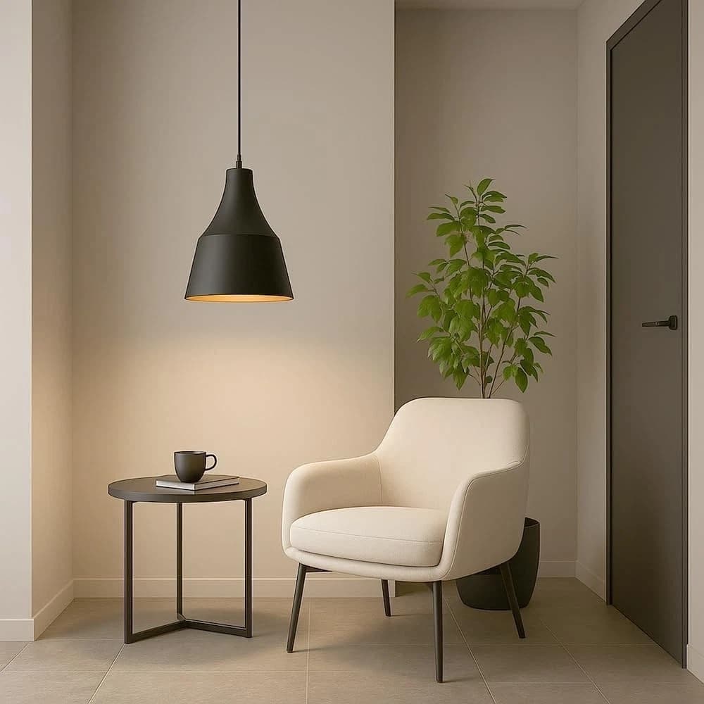 Lampadario A Sospensione Paralume A Cupola Portalampada E27 Moderno Nero - 4