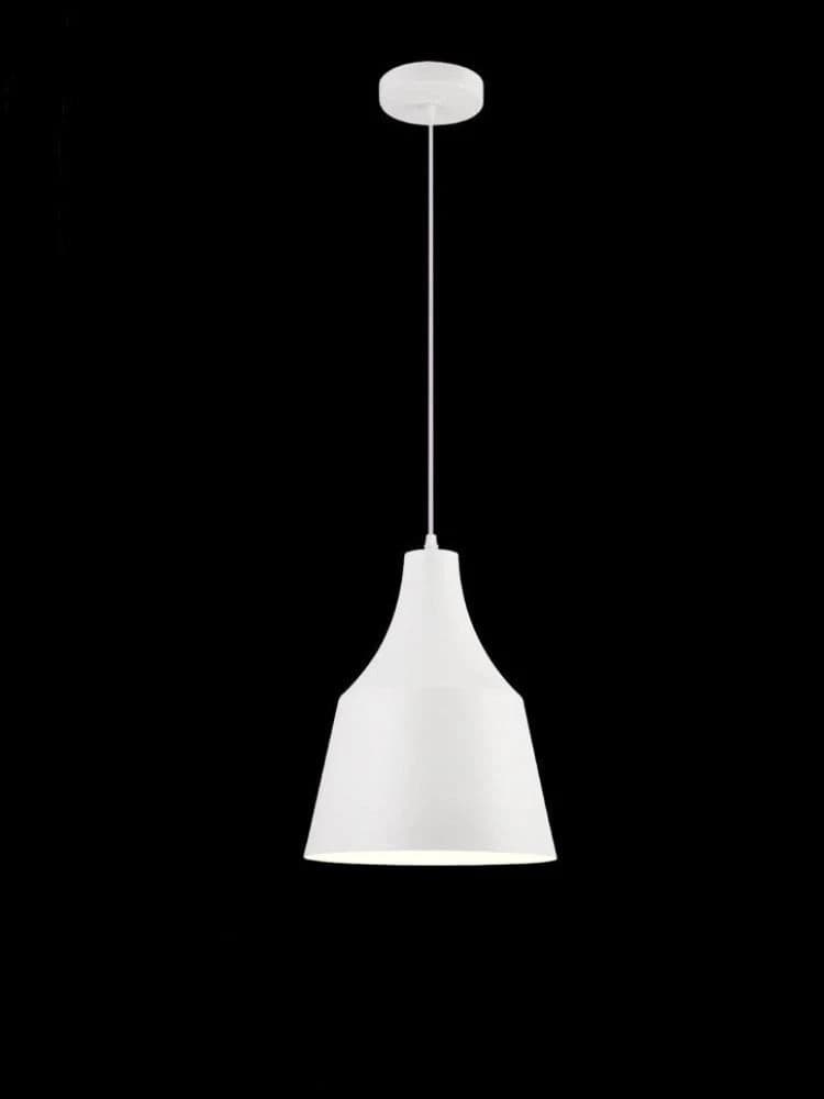 Lampadario A Sospensione Paralume A Cupola Portalampada E27 Moderno Bianco - 2