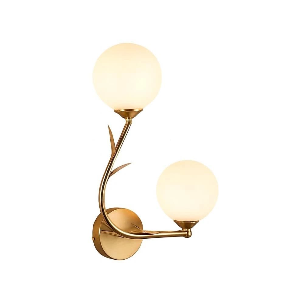 Applique Da Parete Due Sfere Sfera G9 Lampada Ramo Con Fogli Color Bronzo Aq65 - 5