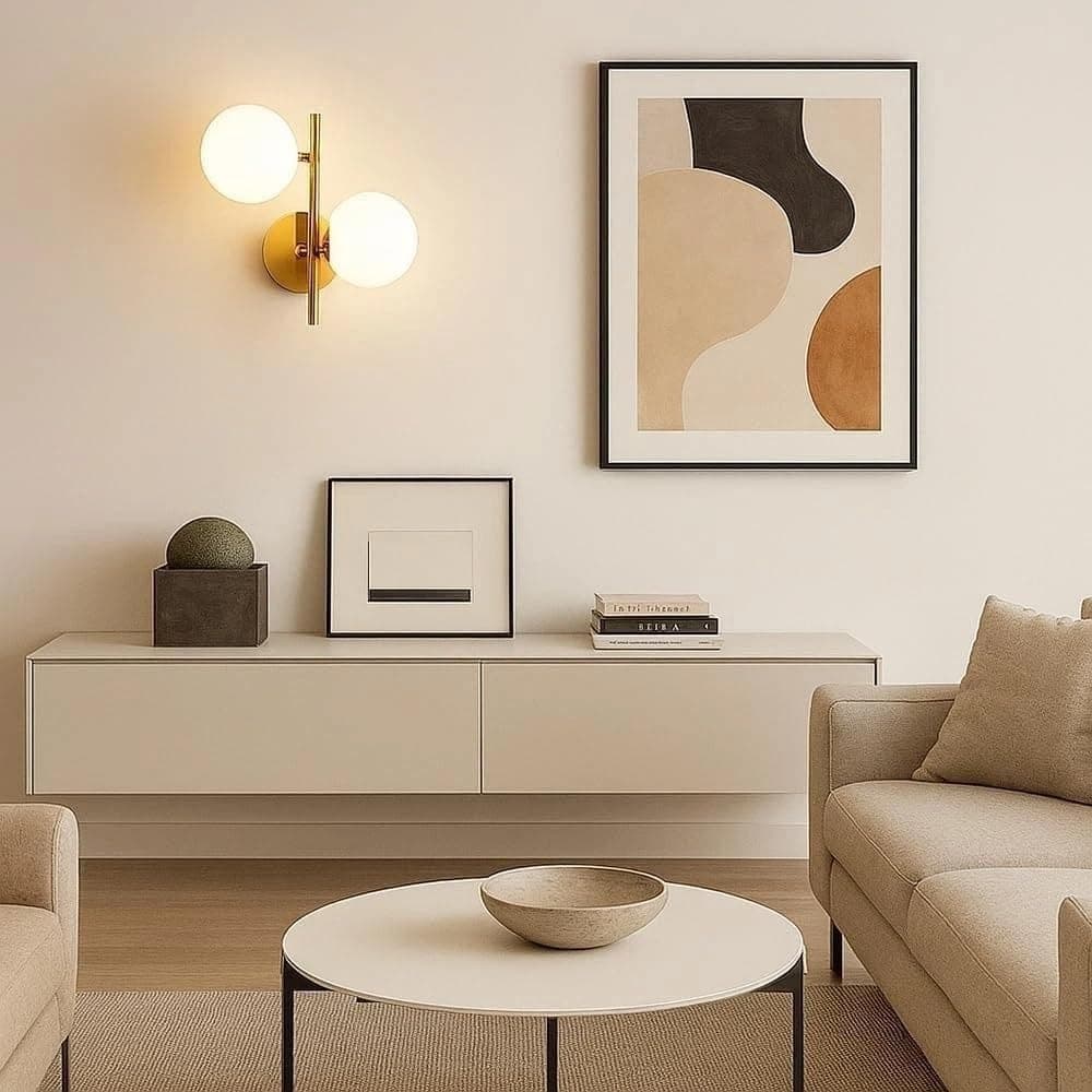 Applique A Parete Due Sfere In Pvc Sfera G9 Lampada In Metallo Bronzo Aq42 - 3