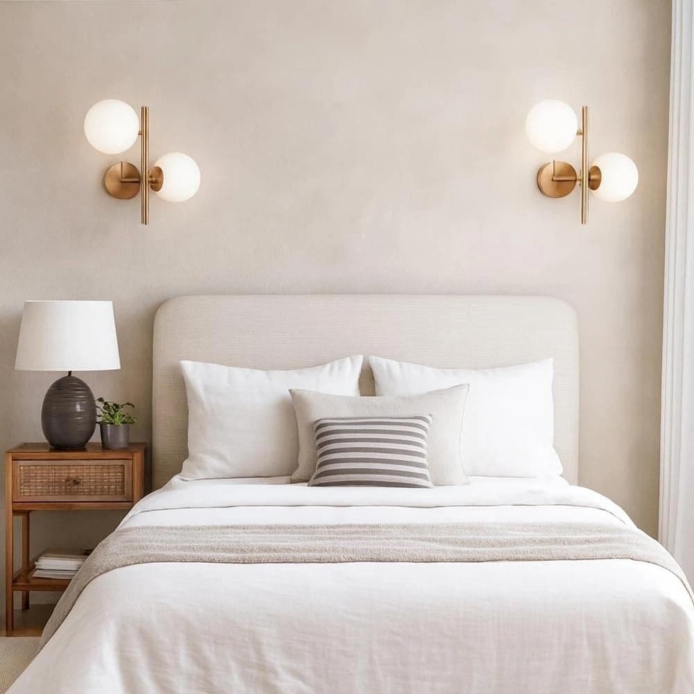 Applique A Parete Due Sfere In Pvc Sfera G9 Lampada In Metallo Bronzo Aq42 - 4