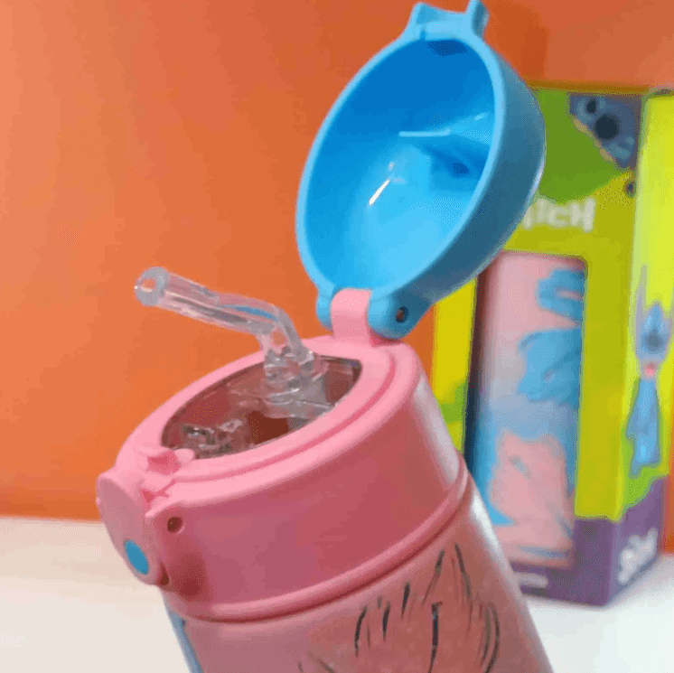 Seven - Borraccia termica Kid Lilo & Stitch in acciaio con cannuccia 460ml - 2