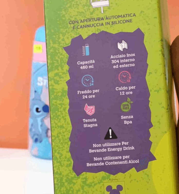 Seven - Borraccia termica Kid Lilo & Stitch in acciaio con cannuccia 460ml - 3