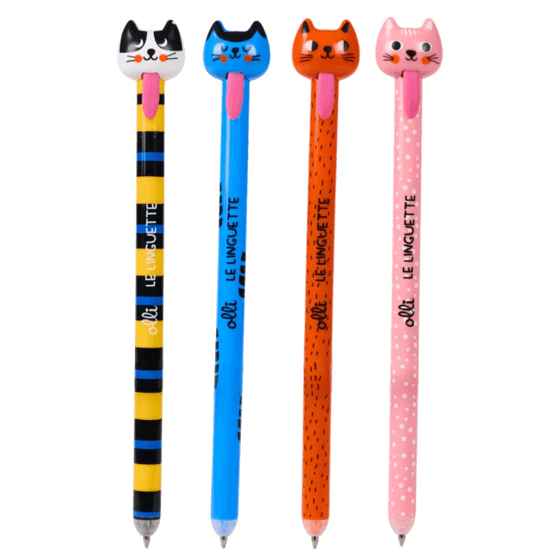 Olli - Penna Cancellabile Le Linguette Cat Inchiostro blu o rosso - colori assortiti - 1