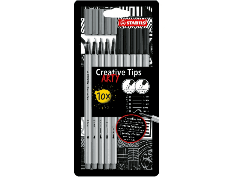 Stabilo - Pennarelli Creative Tips Arty - conf. 10 pz - nero e grigio (89/10-1-20)