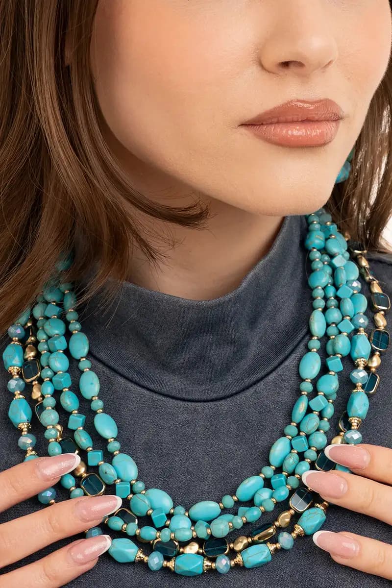 MYA ACCESSORIES | Collana multi filo con pietre - 4