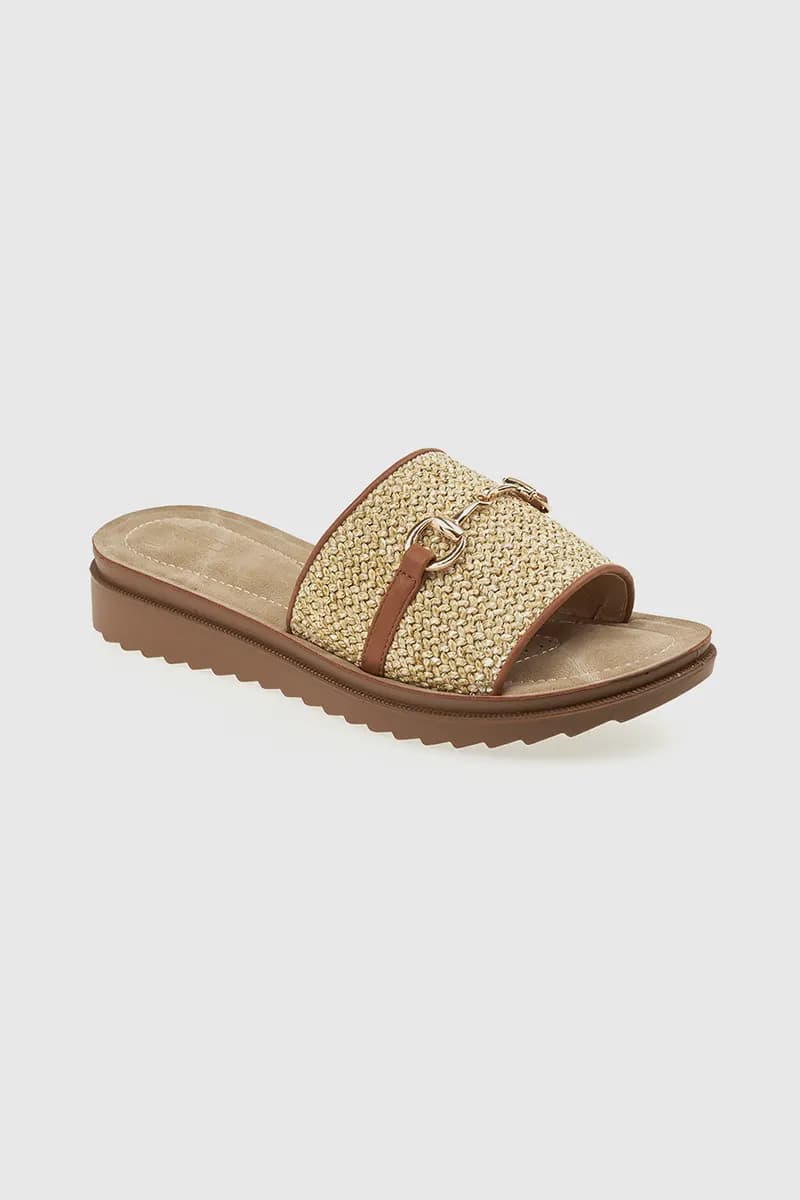 VERDE FASHION | Ciabatte flatform in ecopelle e rafia