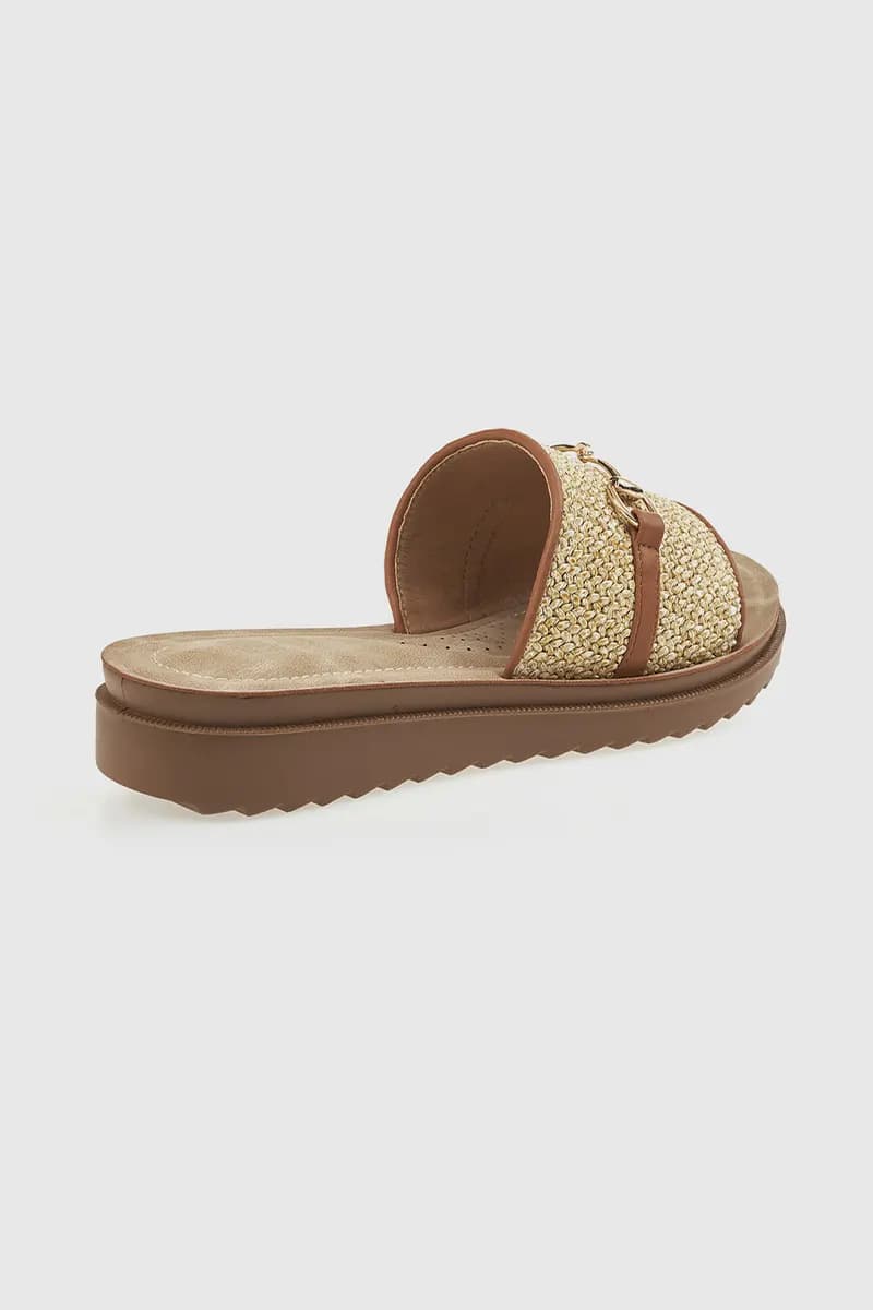VERDE FASHION | Ciabatte flatform in ecopelle e rafia - 4
