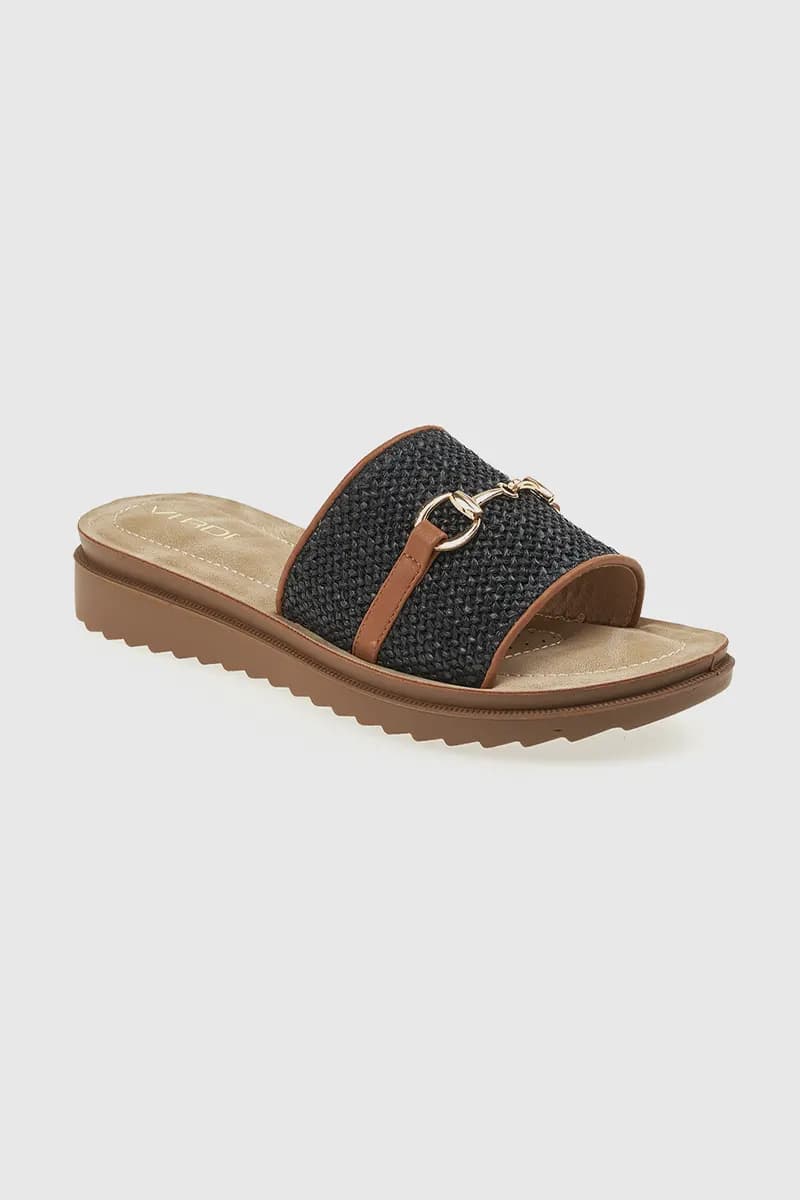 VERDE FASHION | Ciabatte flatform in ecopelle e rafia - 5