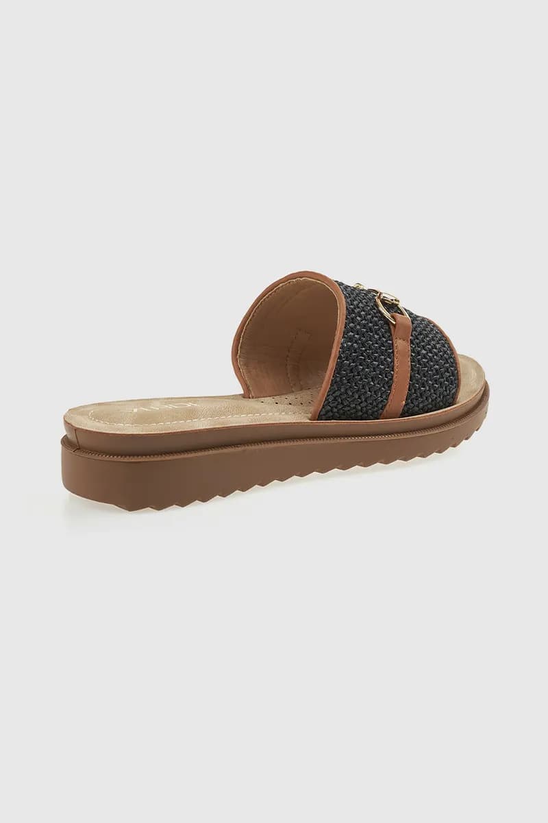 VERDE FASHION | Ciabatte flatform in ecopelle e rafia - 8