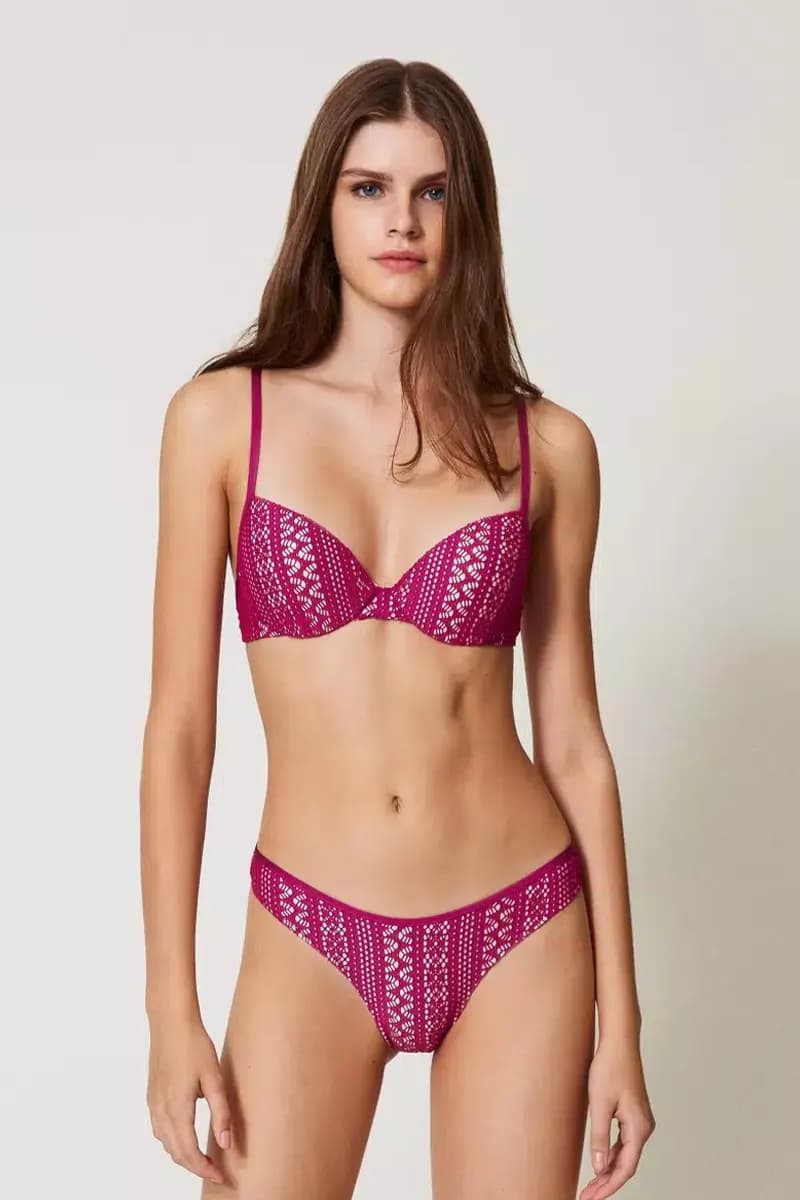 TWINSET | Bikini push up e slip laccetti traforato - 6