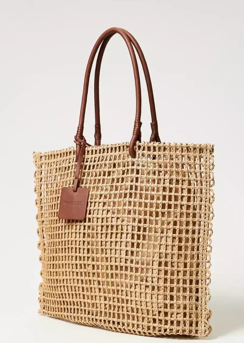 TWINSET | Borsa shopper effetto paglia a rete - 6