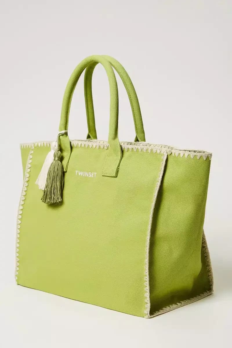 TWINSET | Borsa shopper in canvas con ricamo - 6