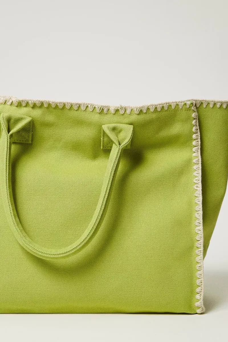 TWINSET | Borsa shopper in canvas con ricamo - 7