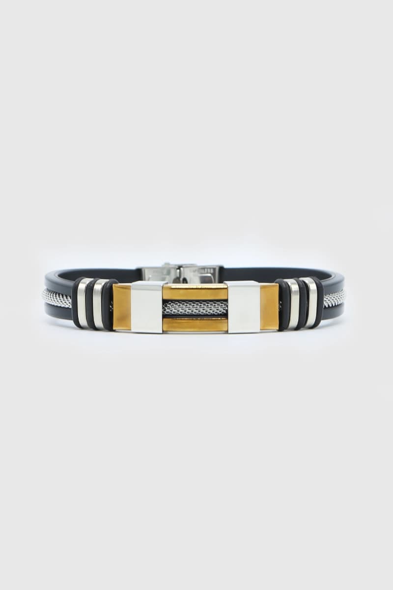 LECLAF | Bracciale uomo inserti oro - 4