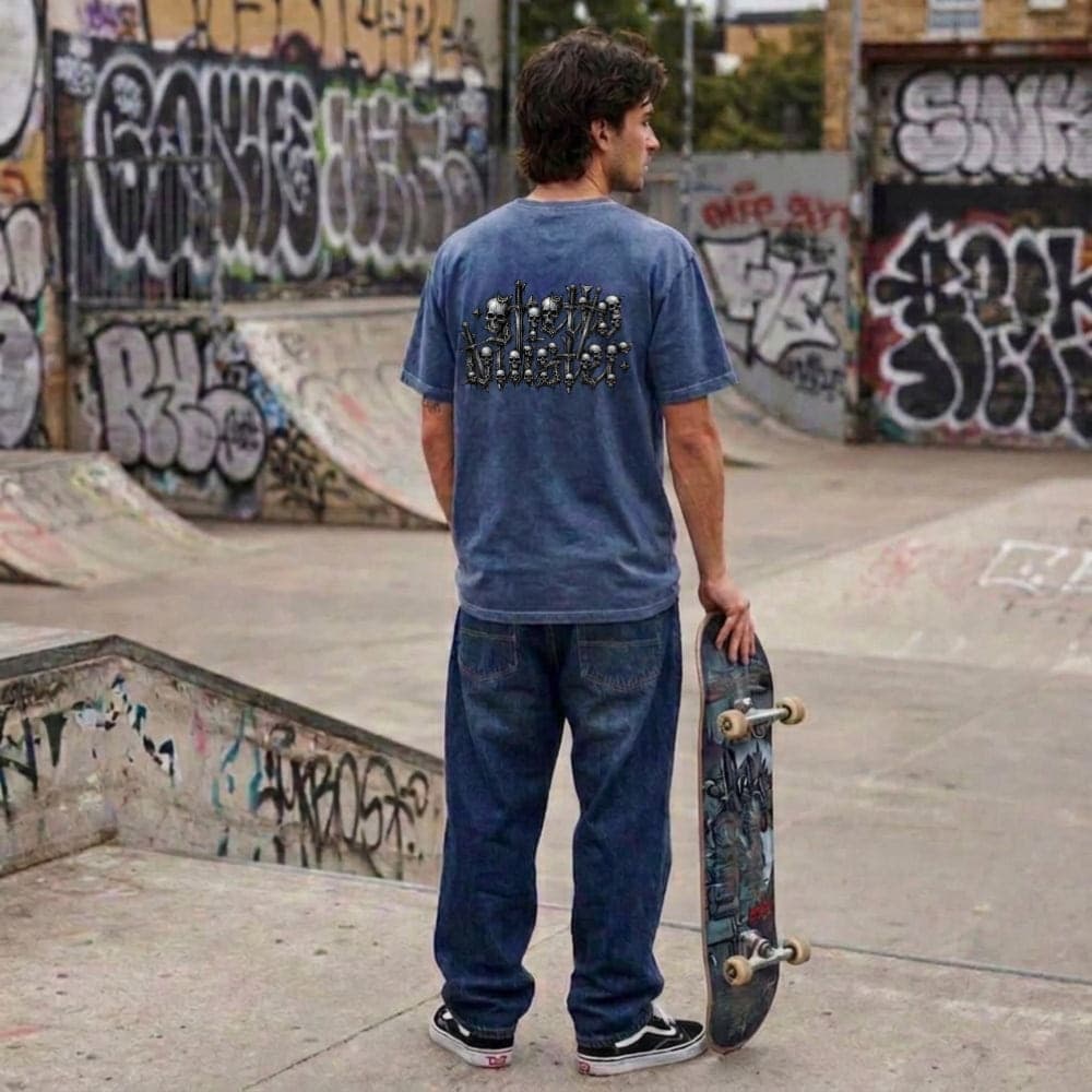 T-shirt Ghettoblaster Metal vintage  blu - 2