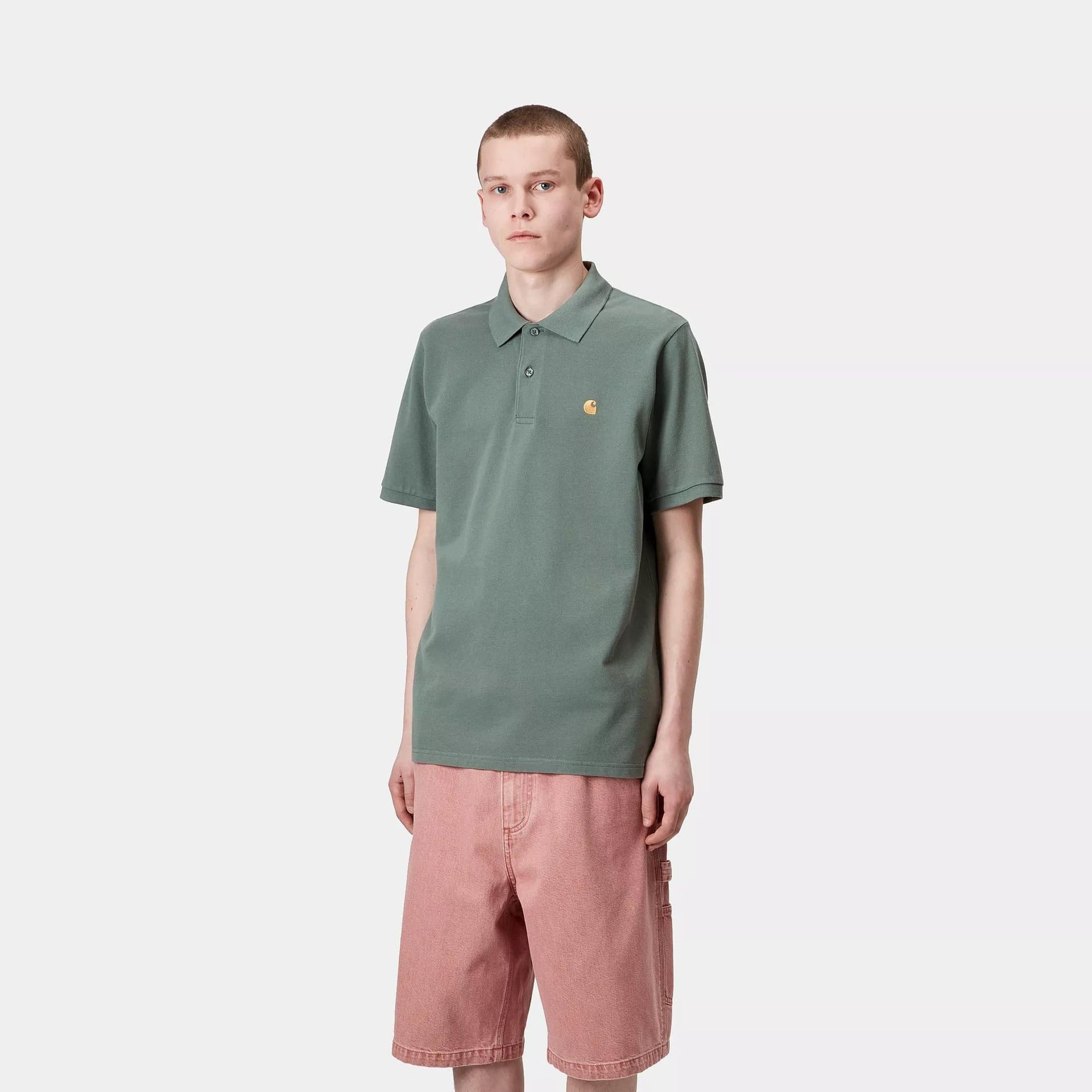 Polo Carhartt Chase Pique silver pine gold - 3