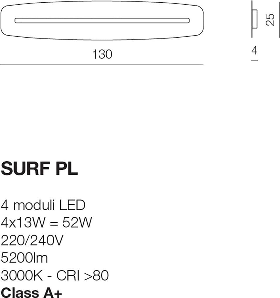 Plafoniera GN-SURF PL 52W LED 5200LM 3000°K 130CM dimmerabile alluminio lampada soffitto parete ufficio moderna rettangolare - 10