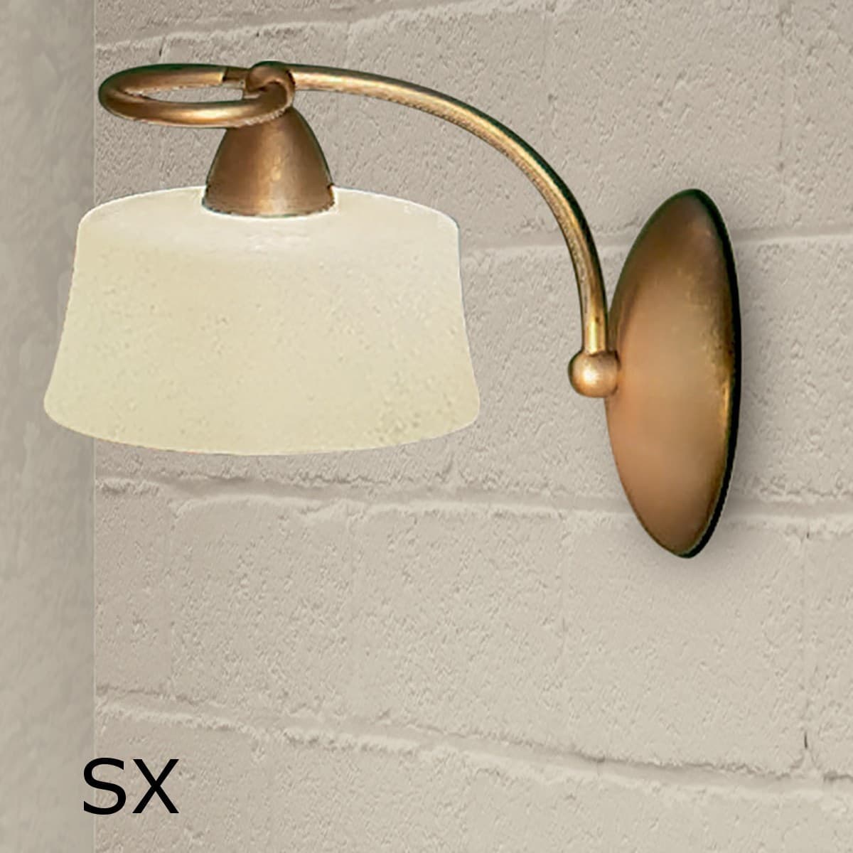 Applique classico LAM 4220 1A E14 LED metallo vetro lampada parete - 2