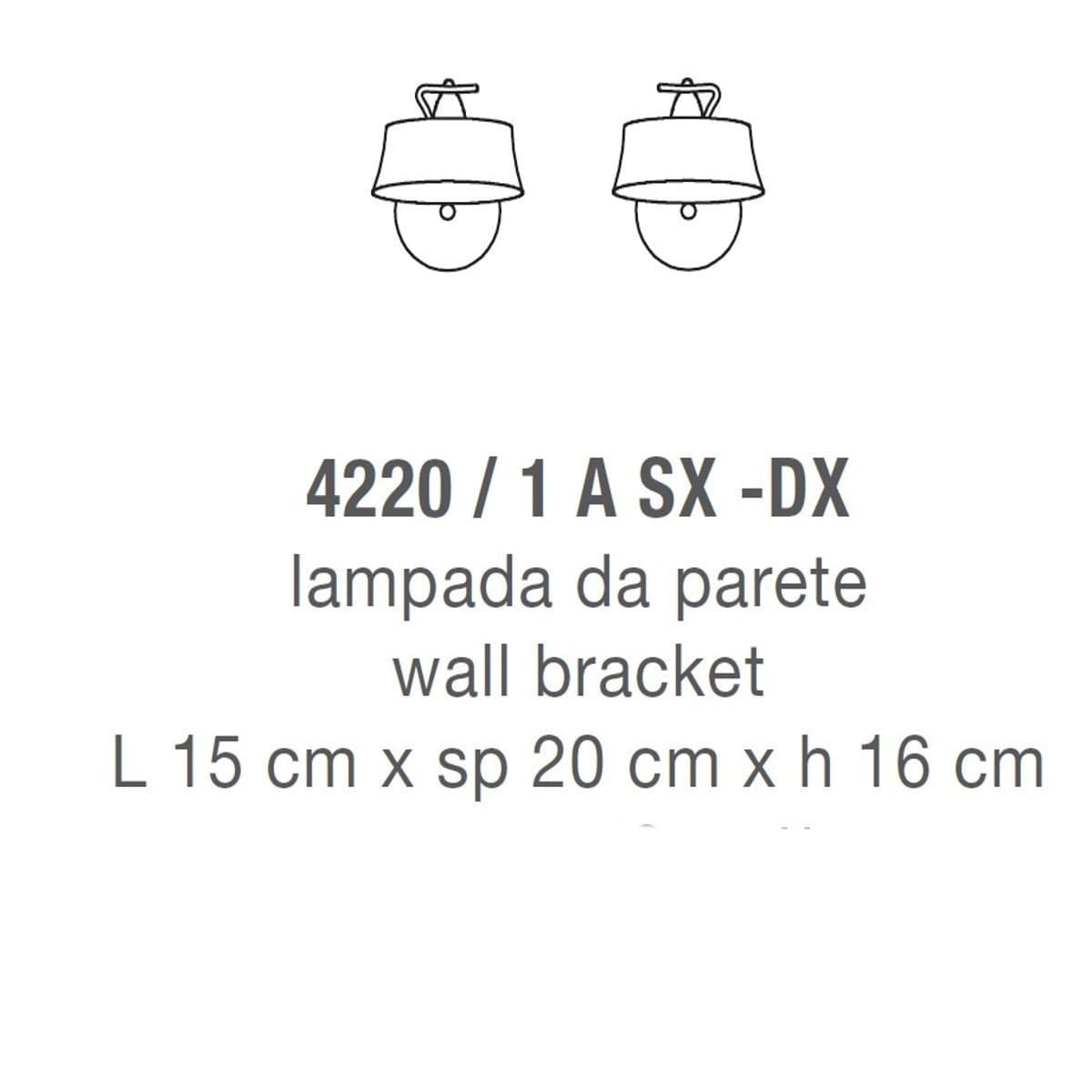 Applique classico LAM 4220 1A E14 LED metallo vetro lampada parete - 4