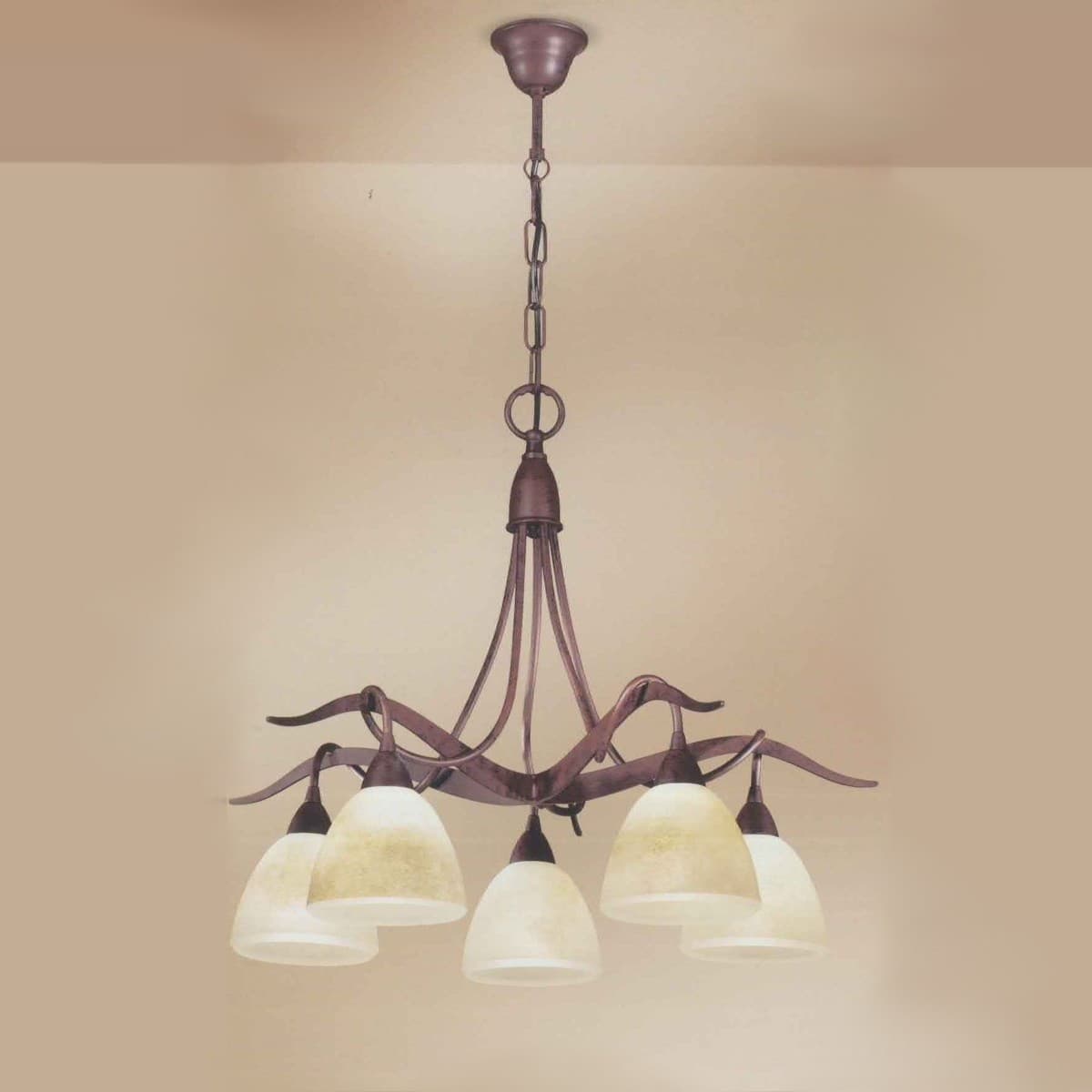 Lampadario classico LAM 4280 5 E14 LED metallo vetro sospensione - 9