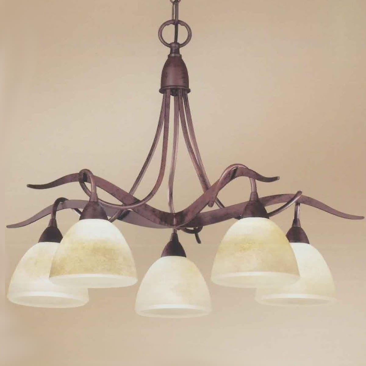 Lampadario classico LAM 4280 5 E14 LED metallo vetro sospensione - 2